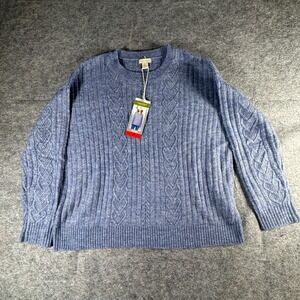Legendary Outfitters Womens Cozy Cable Knit Sweater Blue Heather Medium NWT